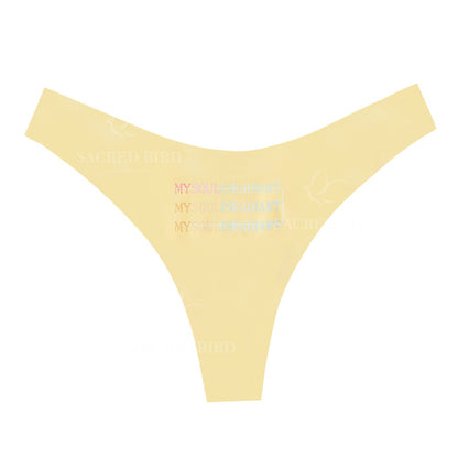 Couple theme printing seamless one-piece thin T-shaped low waist invisible yoga T-back