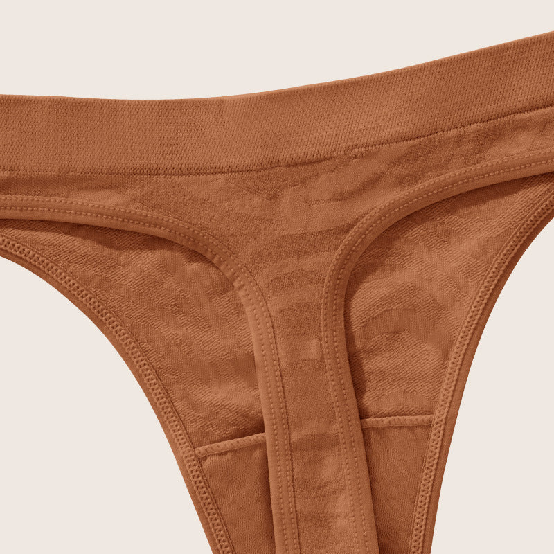 Water pattern seamless skin-friendly thin section breathable purified cotton crotch low waist plus size T-shaped panties