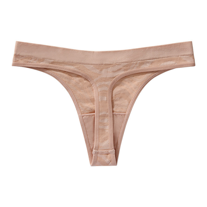 Water pattern seamless skin-friendly thin section breathable purified cotton crotch low waist plus size T-shaped panties