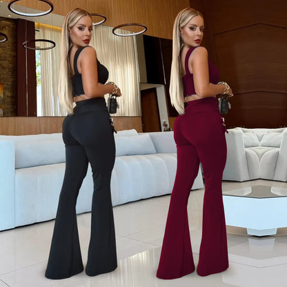 XYZ C7540 casual eyelet button top and trousers suit