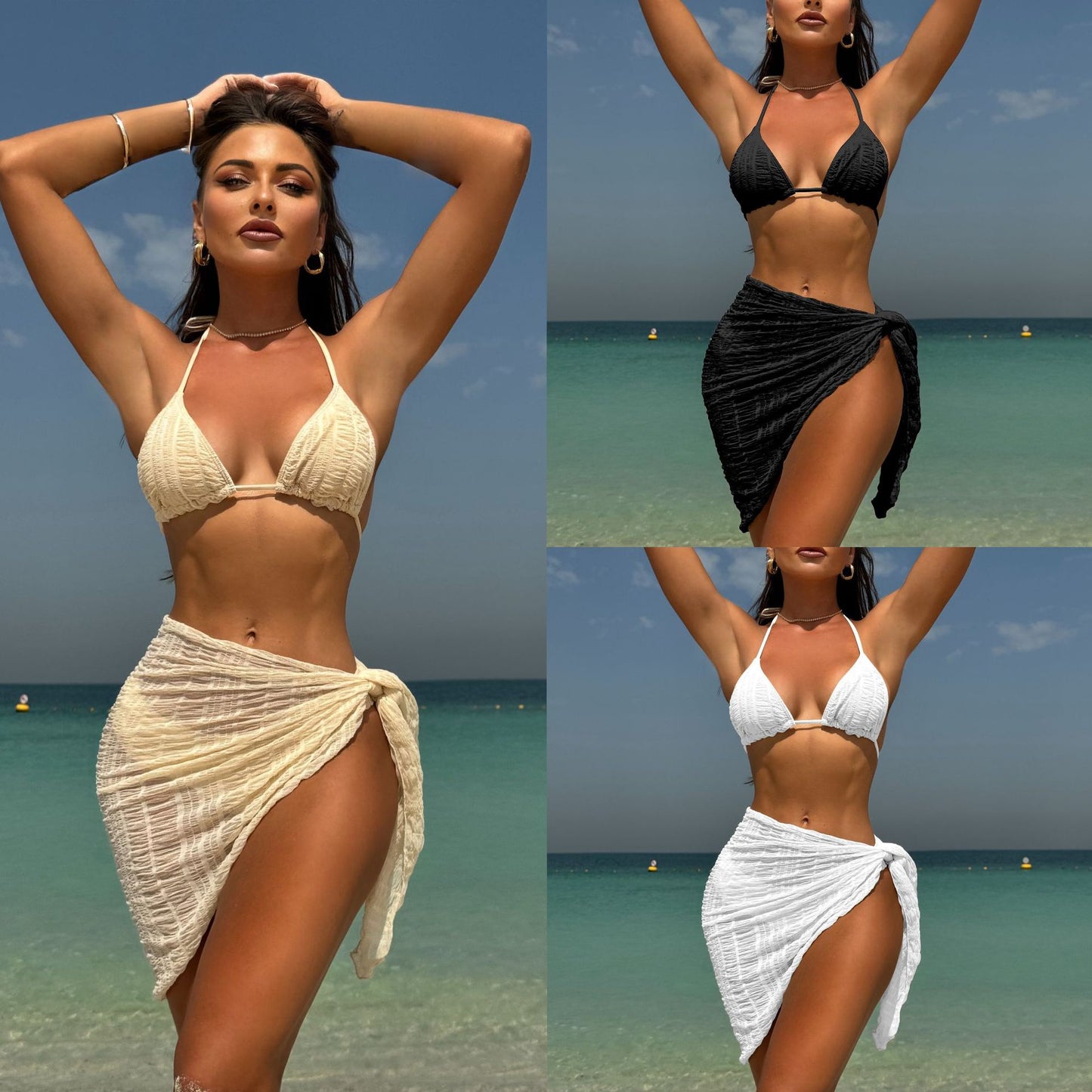 (4 days ready to ship) SY three-piece mesh three piece swimsuit bikini