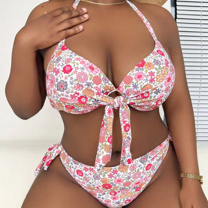 LF (L-4XL) bikini sexy suit split color printing plus size swimsuit