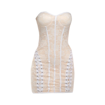 SXR K6D04315A spring sexy lace slim-fit sheath tube top dress