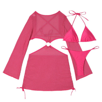 (4 days ready to ship) SY Special mesh hollow drawstring bandage swimsuit bikini three-piece set