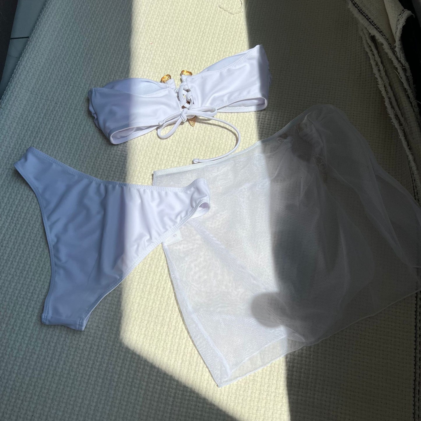 (4 days ready to ship) SY tube top three-piece mesh swimsuit bikini