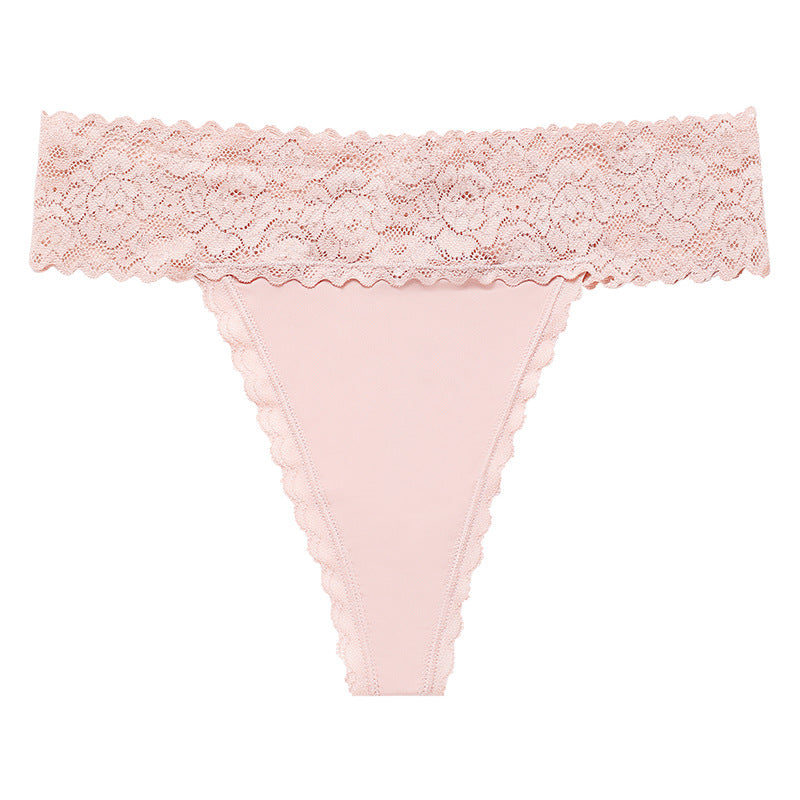 Lace grinding stitching seamless yoga sports T-shaped panties breathable quick-drying T-back
