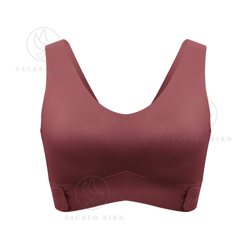 Side open buckle without steel ring side drawing gathering bra seamless thin breathable workout exercise underwear