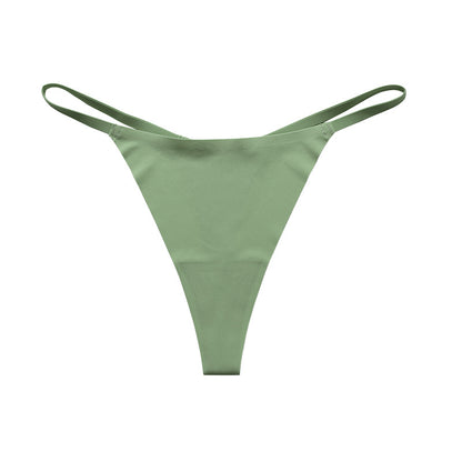 Low waist Ice Silk seamless T-back grinding cotton crotch T-shaped quick-drying