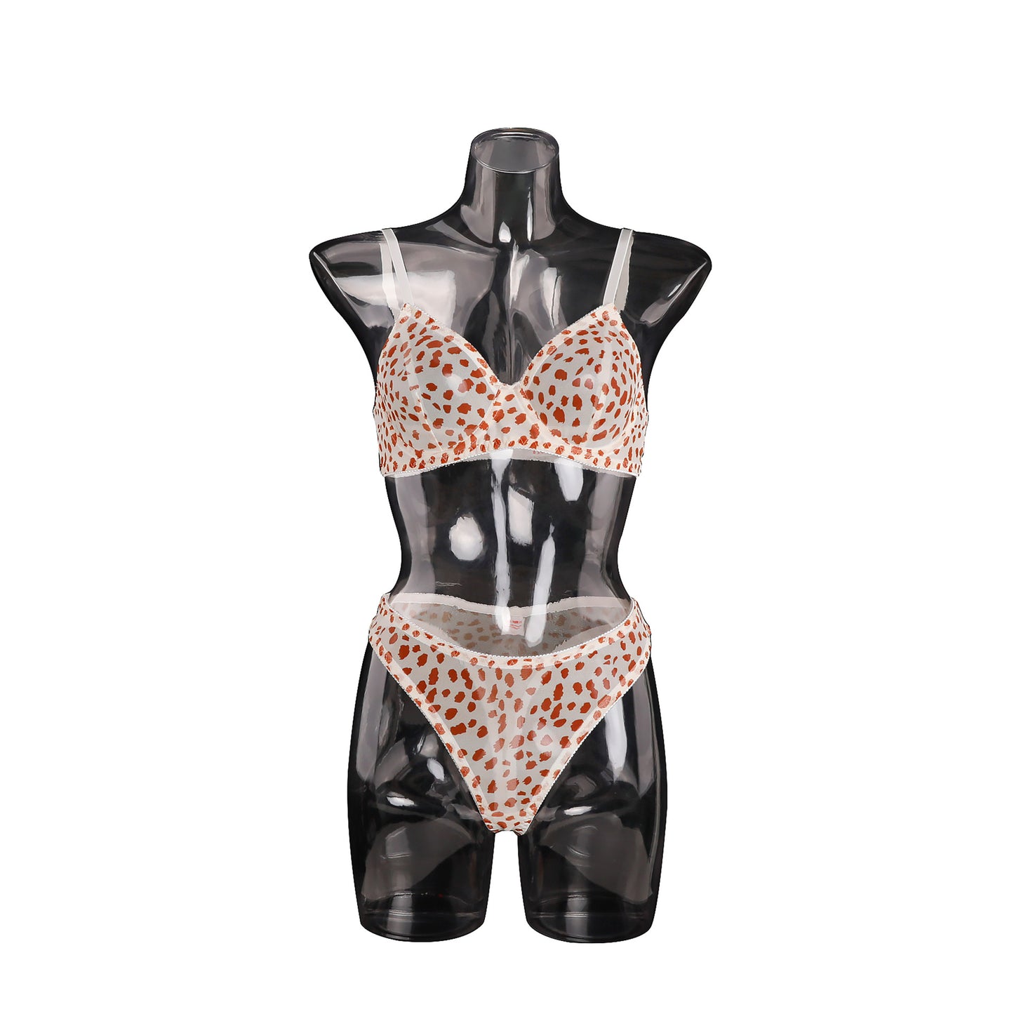 Printed leopard print underwear bra set with steel ring