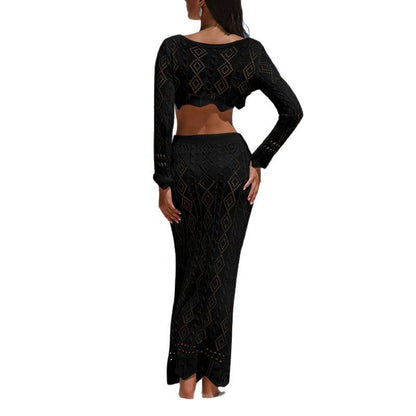 CYB beach bikini lace-up short top sun protection long skirt blouse suit