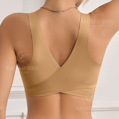 Side open buckle without steel ring side drawing gathering bra seamless thin breathable workout exercise underwear