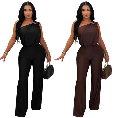 XYZ C7578 casual shoulder sleeveless sheath wide-leg jumpsuit