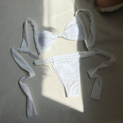 (4 days ready to ship) SY tied strap split swimsuit bikini