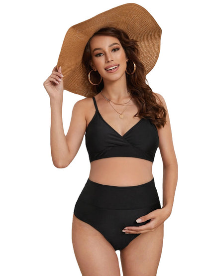 LF (L-4XL) swimwear for pregnant women split bikini solid color