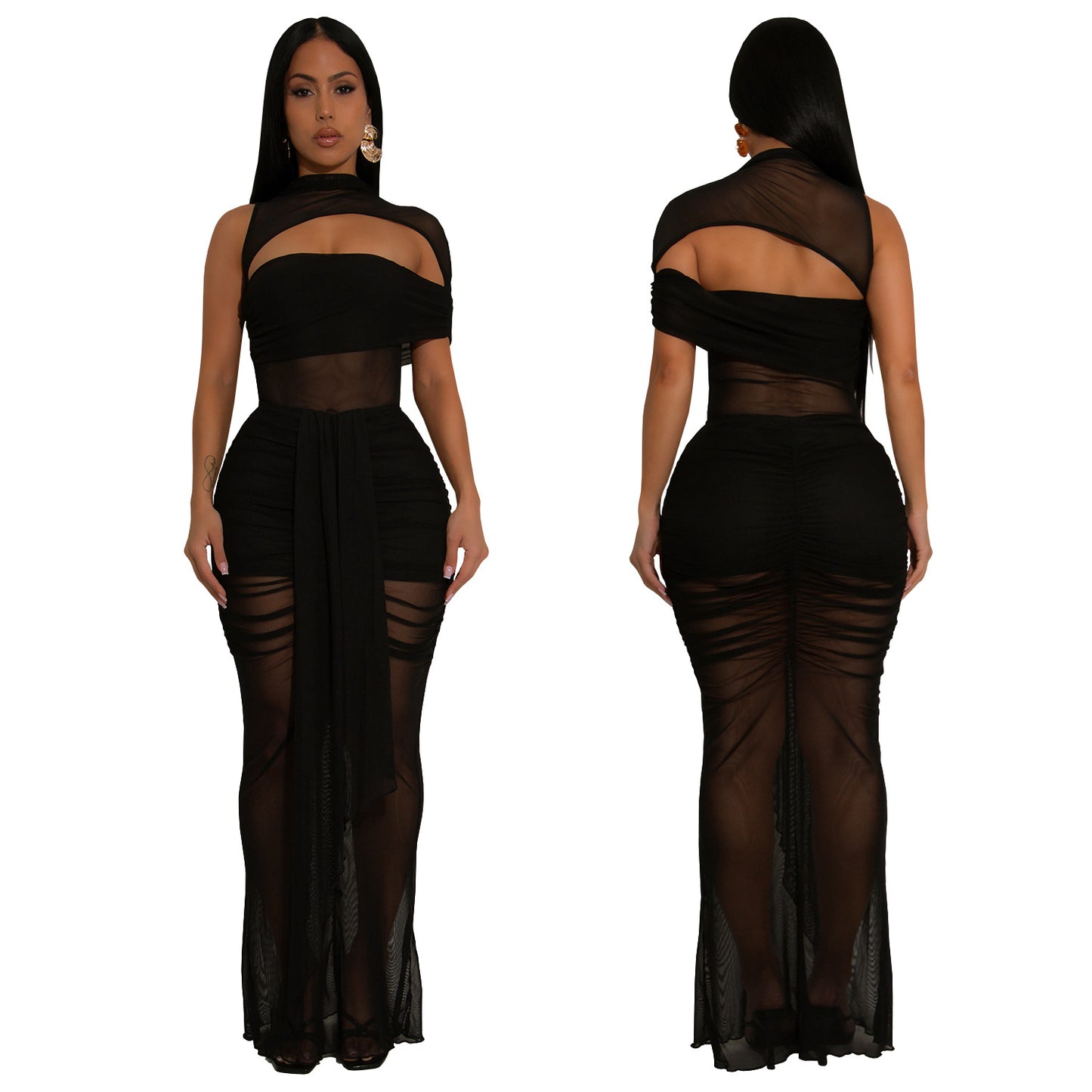 XYZ C7492 sheer mesh arm covering dress suit
