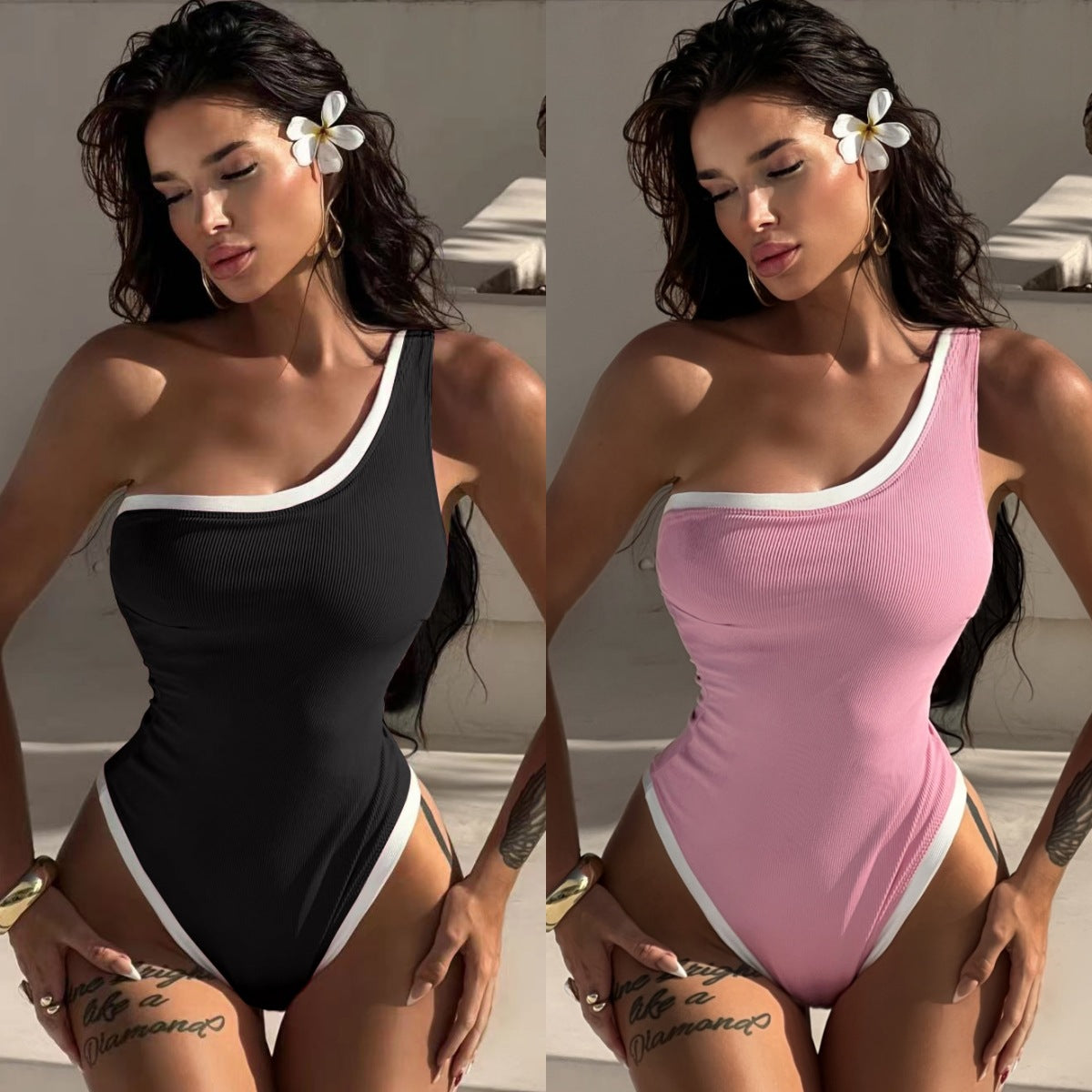 Fashion One-shoulder one-piece women's swimsuit LG408