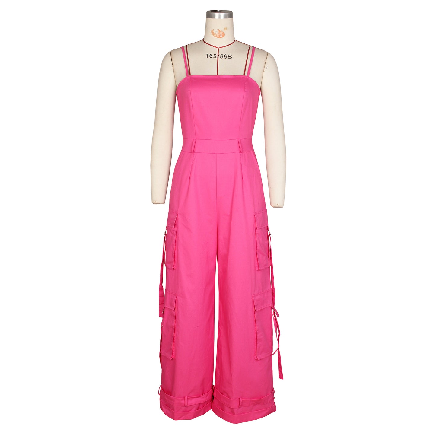 (S-2XL) ZSC tube top multi-pocket workwear jumpsuit wide leg jumpsuit