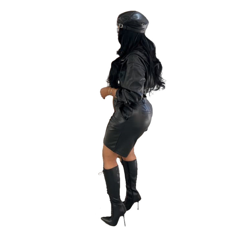 MZ (S-2XL) leather shorts MZ88672 hooded long sleeve fifth pants suit
