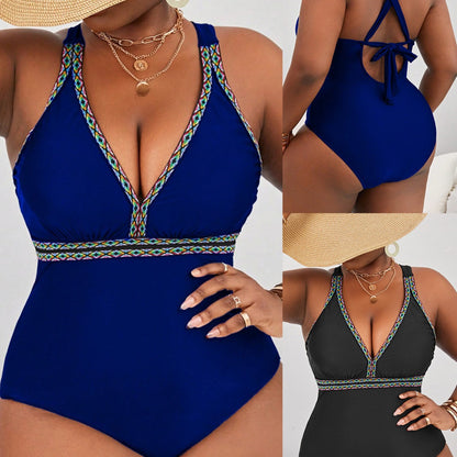 LF (L-4XL) bikini sexy suit one-piece solid color multi-color plus size swimsuit