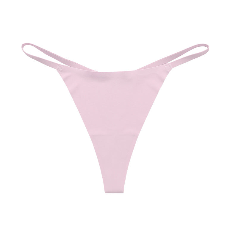 Low waist Ice Silk seamless T-back grinding cotton crotch T-shaped quick-drying