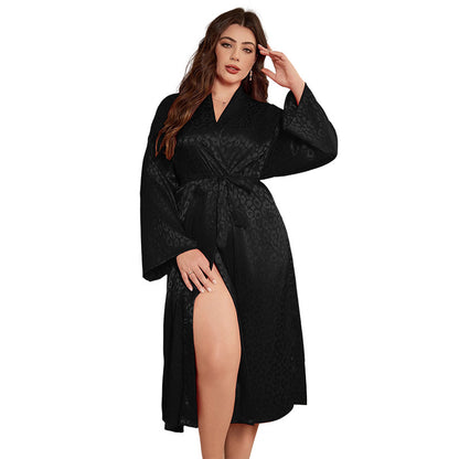 DNL emulation silk nightgown spring pajamas cardigan lace bathrobe