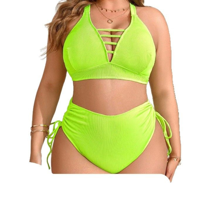 CL (L-4XL) plus size swimsuit women's split high waist bikini beach hot spring