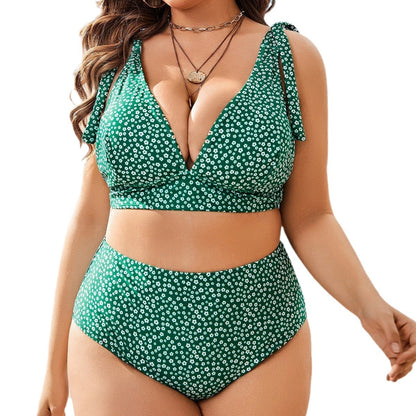 LF (L-4XL) three-piece suit sexy suit split color printing plus size swimsuit