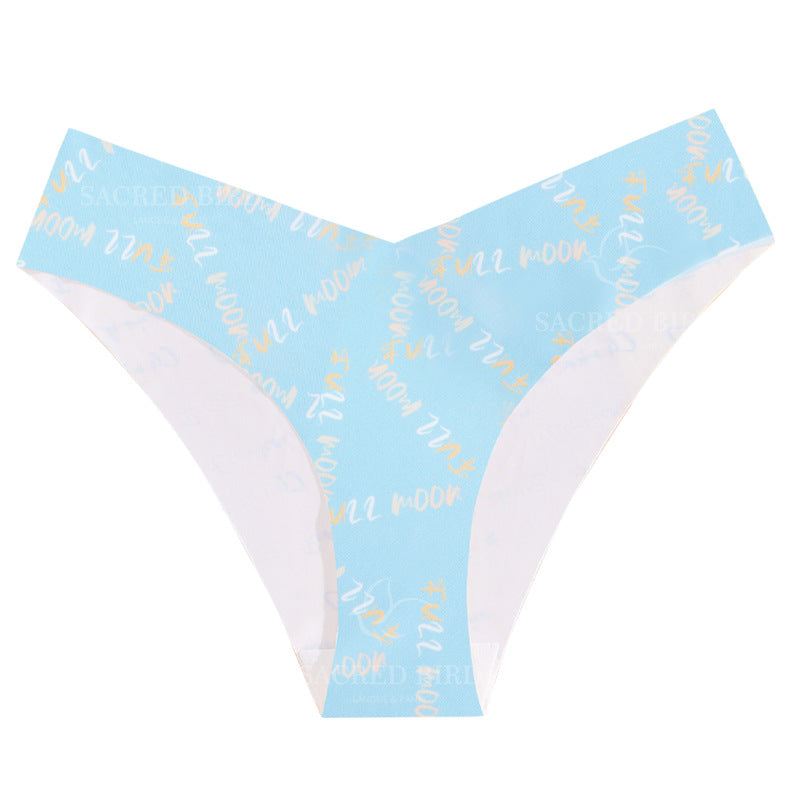 Couple theme printed seamless low waist plus size one-piece thin invisible yoga briefs