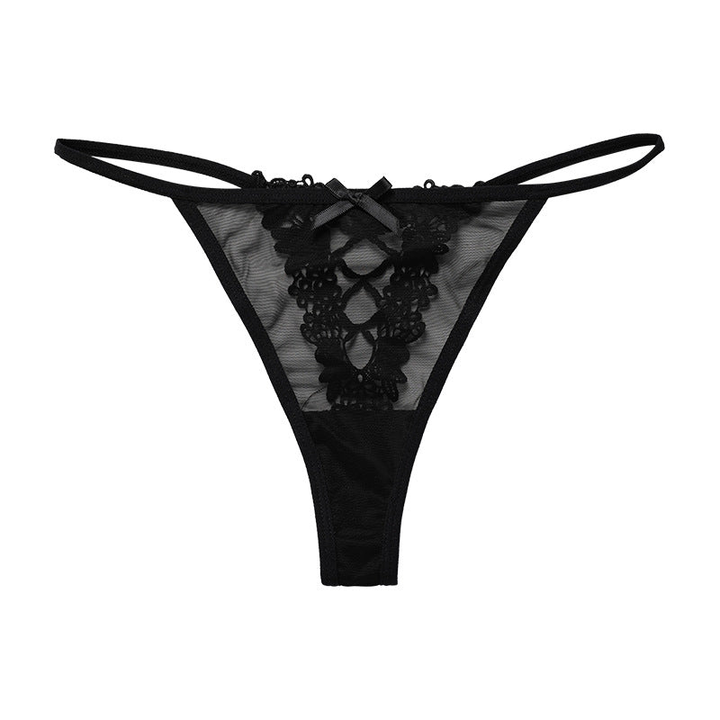 Thin strap sexy T-shaped panties less yoga sports underwear lace large size cotton crotch T-back