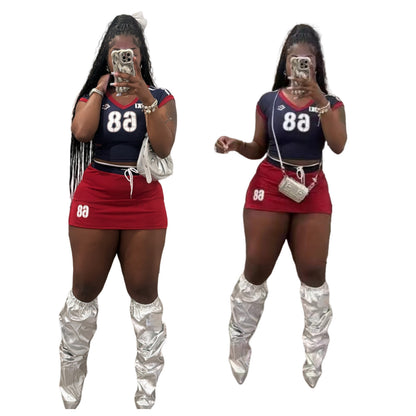 MZ (S-2XL) sports suit MZ88602 multicolor printing stretch top pantskirt