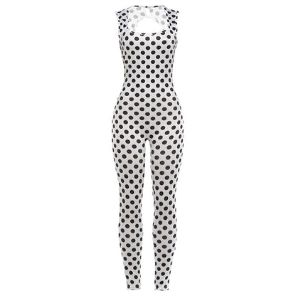 SXR K6Q08484A summer backless sleeveless polka dot printed jumpsuit