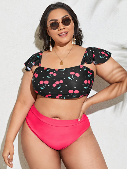 LF (L-4XL) swimsuit women's sexy split bikini floral plus size plus-sized