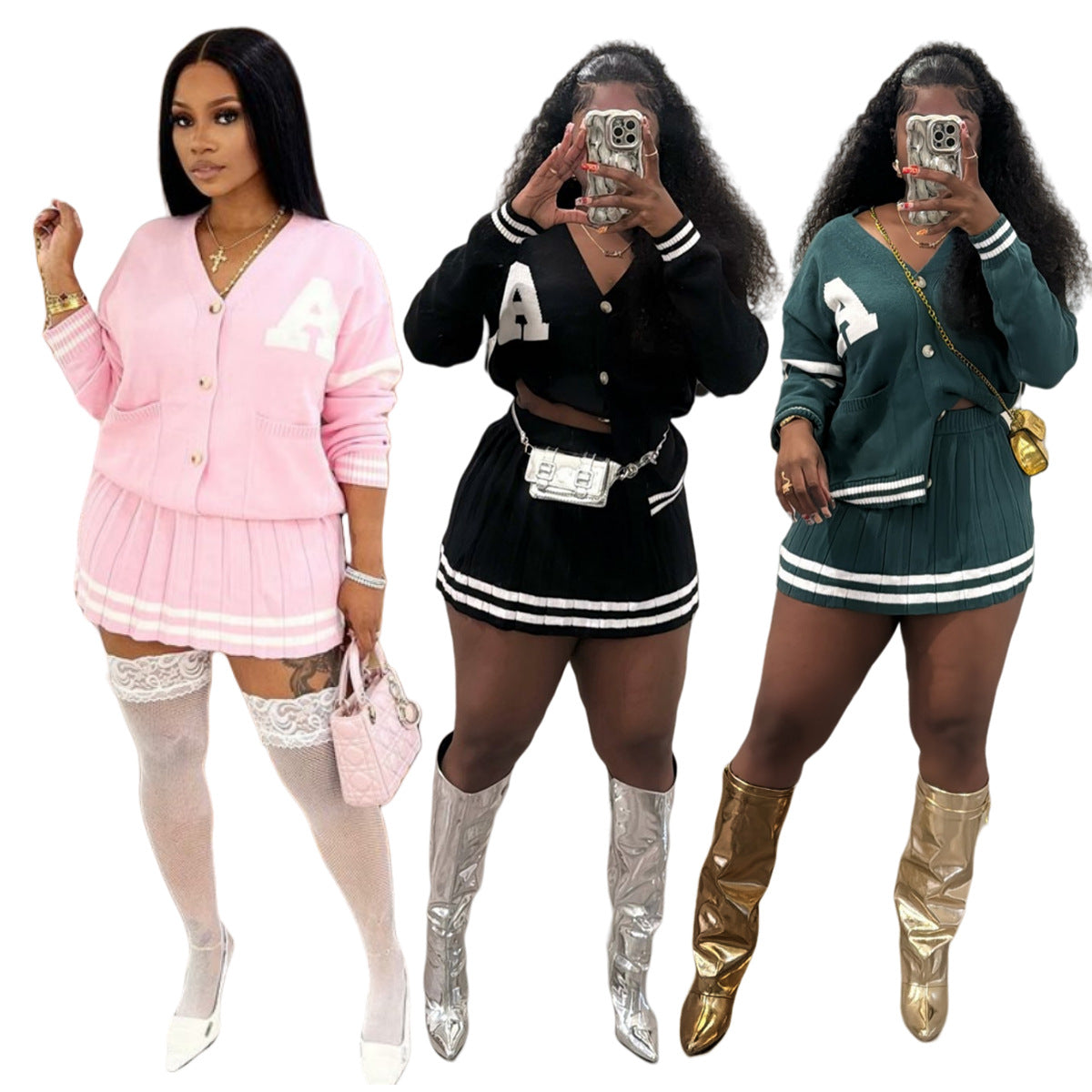 MZ (S-2XL) cardigan sweater suit MZ88608 short skirt