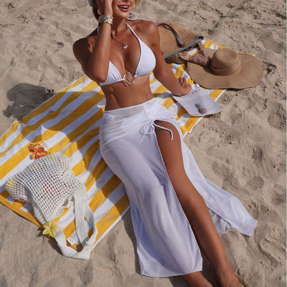 (4 days ready to ship) SY 2026 beach sun protection tulle skirt three-piece bikini split swimsuit