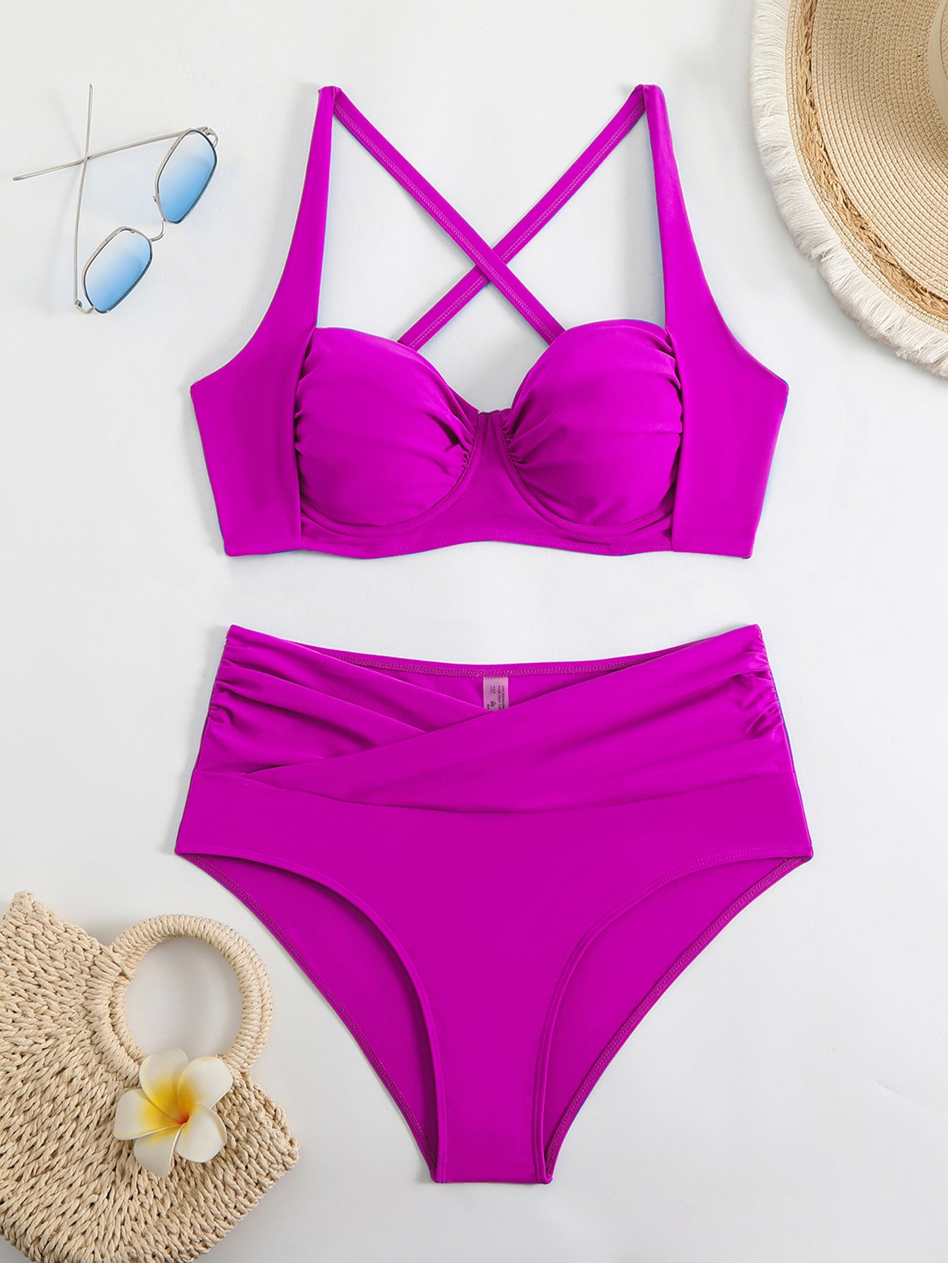 (4 days ready to ship) SY hard Cup high waist bikini