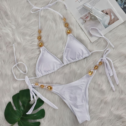 Sexy bikini set luxury crystal diamond strap