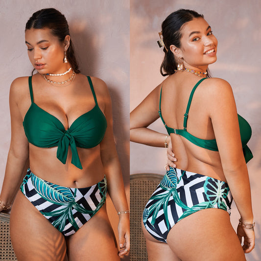 LF (L-4XL) swimsuit women's split printed plus size sexy