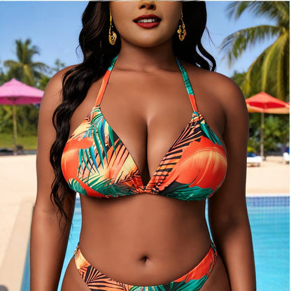 CL (L-4XL) 2026 halter lace-up bikini women's swimsuit top bikini