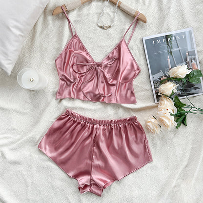 DNL silk underwear ice silk sling apron shorts suit
