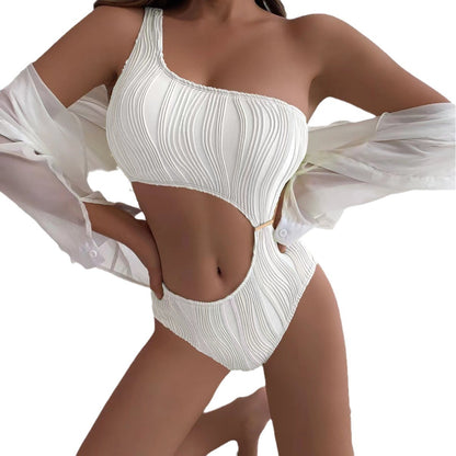 (4 days ready to ship) SY texture cloth hollow out one piece swimsuit bikini ins