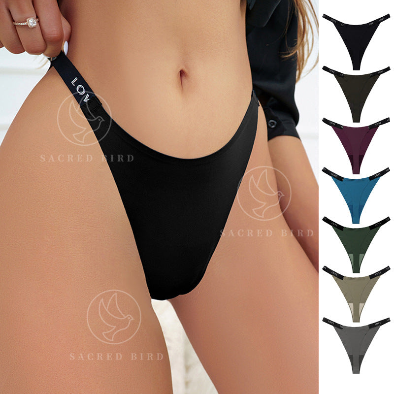 Letter printing grinding traceless plus size cotton crotch less underwear T-shaped panties T-back