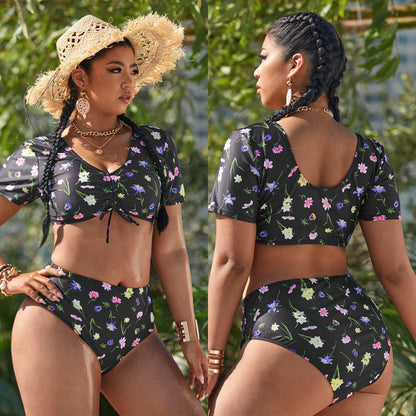 LF (L-4XL) swimsuit women's split printed large size
