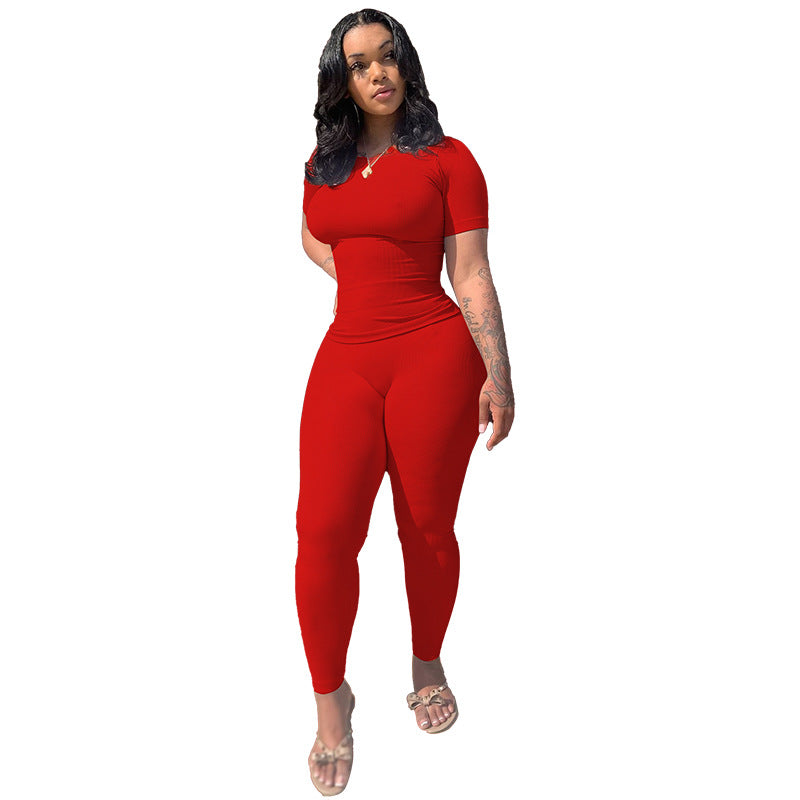 MYF (S-2XL) K9884 sports two-piece set sunken stripe high elastic suit for women