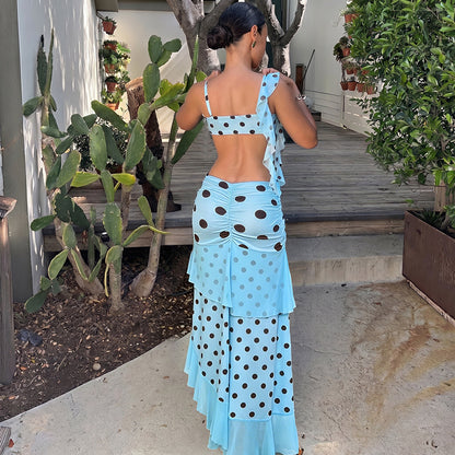 SXR K6S09228A camisole split ruffled long skirt suit