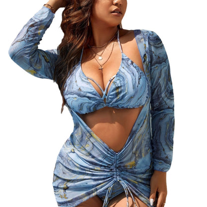 LF (L-4XL) bikini sexy suit split color printing plus size swimsuit