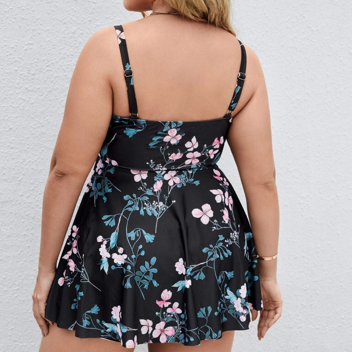 LF (L-4XL) 2026 women's split color printing swimsuit plus size