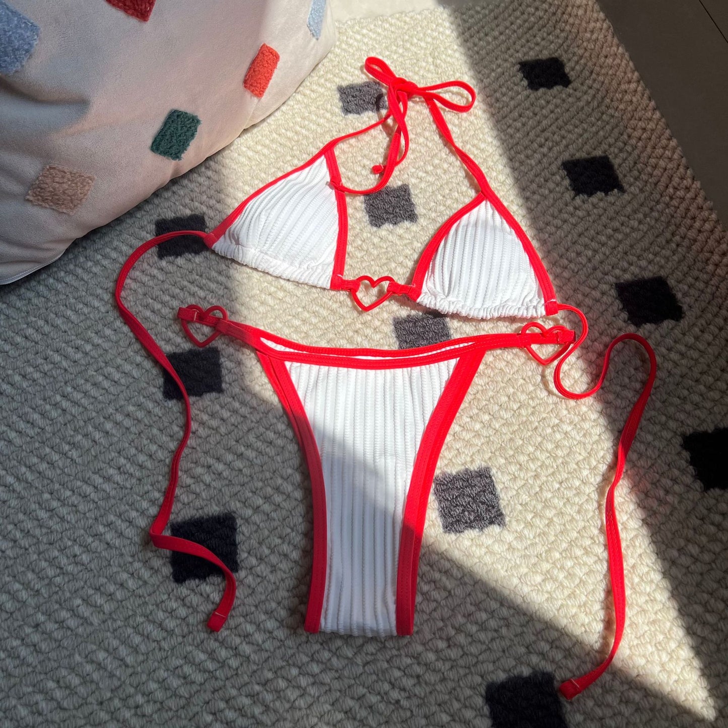 (4 days ready to ship) SY heart-wrapped drawstring bandage swimsuit bikini