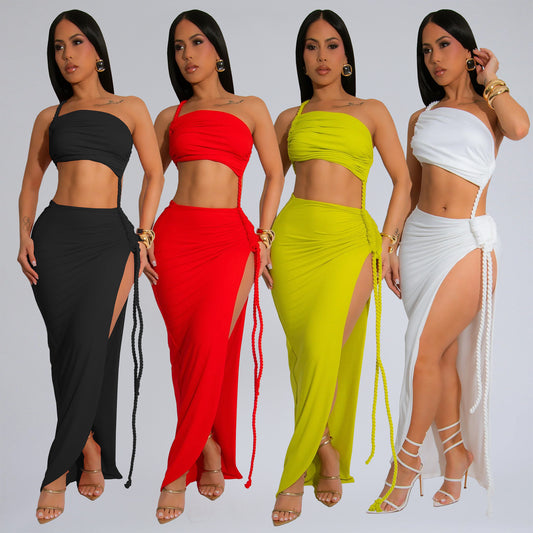XYZ C7342 summer chest wrap side slit dress