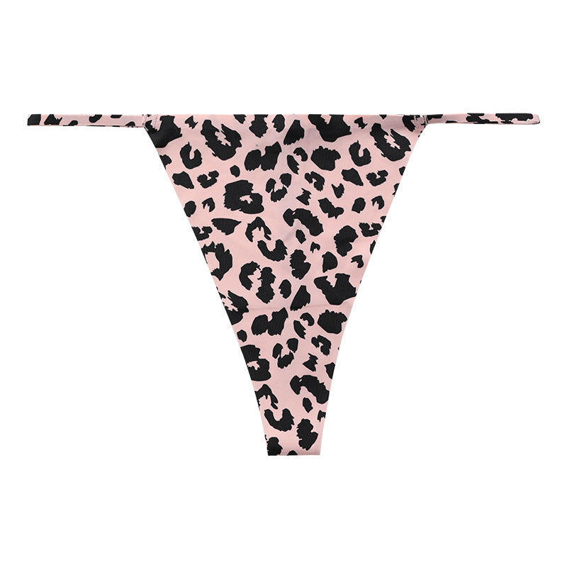 Low waist T-shaped panties seamless Ice Silk plus size a rope underwear animal pattern sports quick-drying T-back