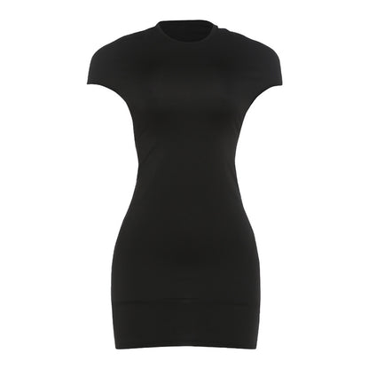 SXR 2026 spring round neck sexy hollow slim hip-wrapped short dress
